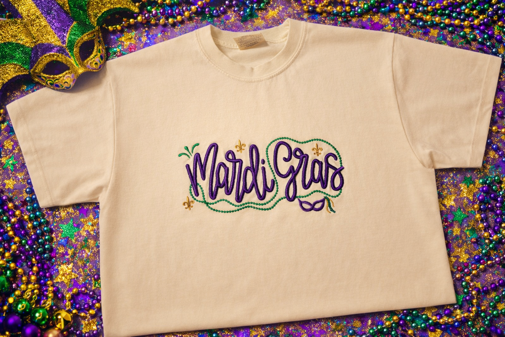 Mardi Gras Embroidered Tshirt