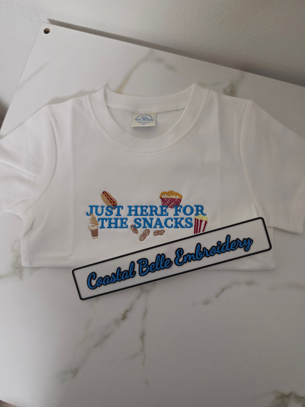 Just Here for the Snacks Embroidered Baby & Toddler T-Shirt | Ultra Soft Cotton